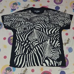New Liquid Blue Zebra Shirt All Over Print Wildlife Tee